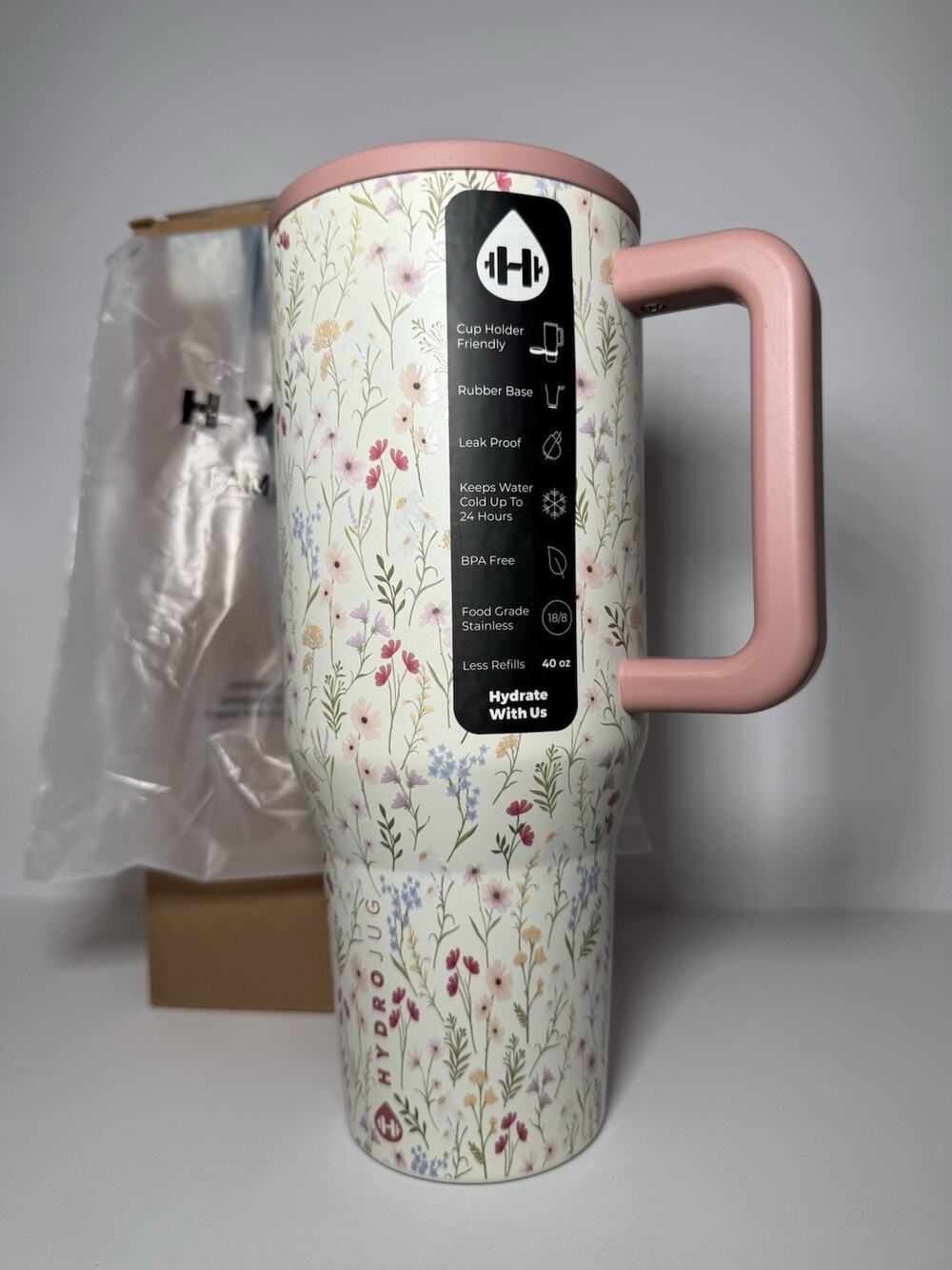 Hydrojug Limited Exclusive WILDFLOWER 40oz Traveler Tumbler BNWT BNIB